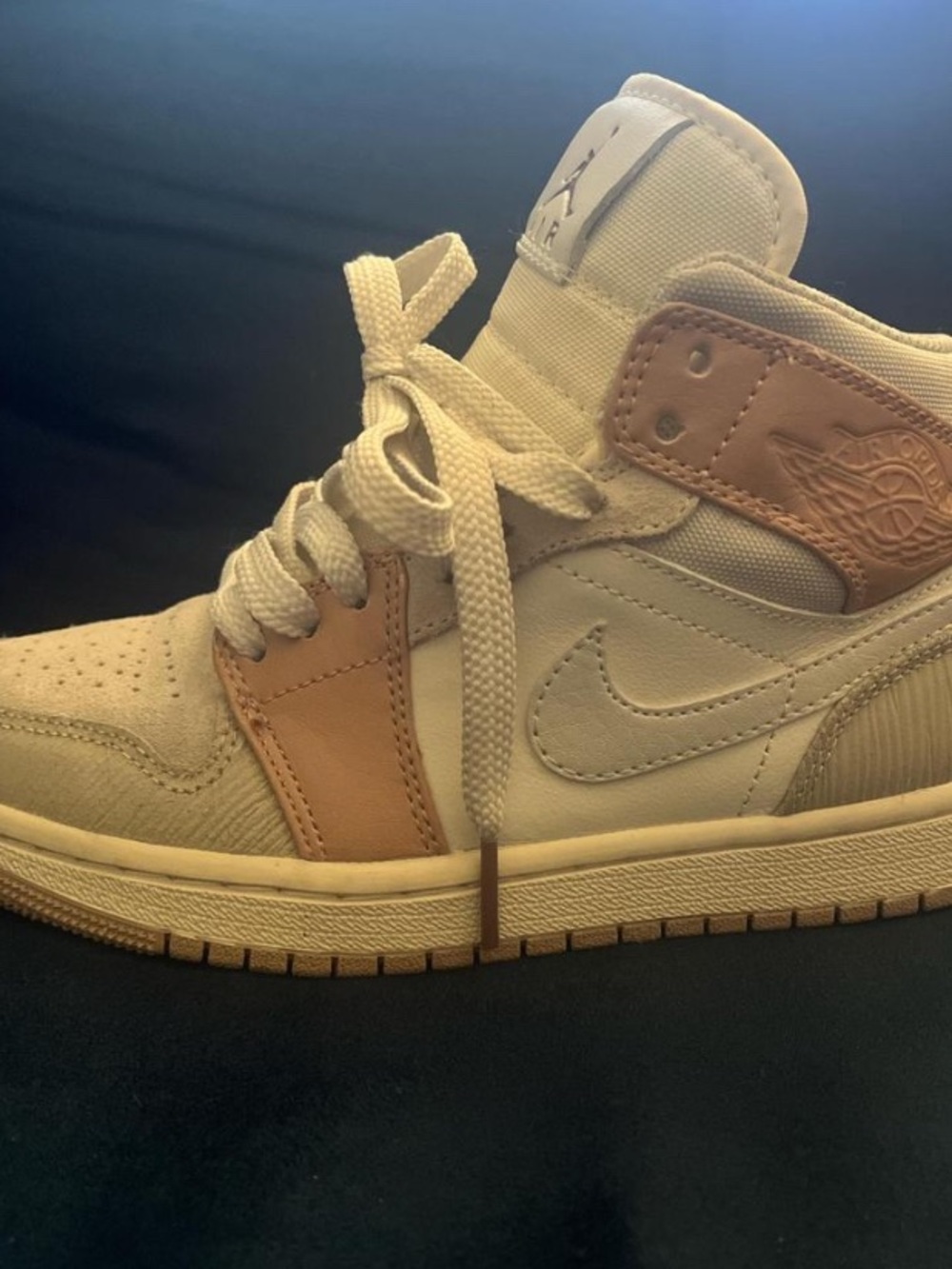 Nike Kids High-Top Sneakers in Cream and Brown Accents